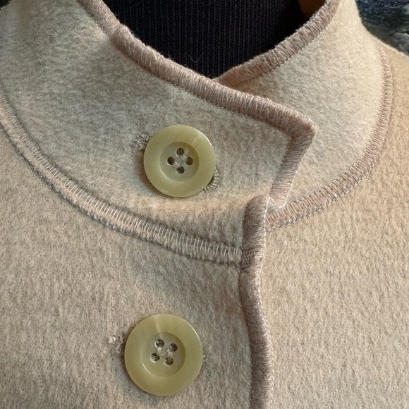 VINTAGE WOOL SIGRID OLSEN Women's Mock Turtleneck Jacket Tan Button Pockets SZ L - Picture 14 of 17